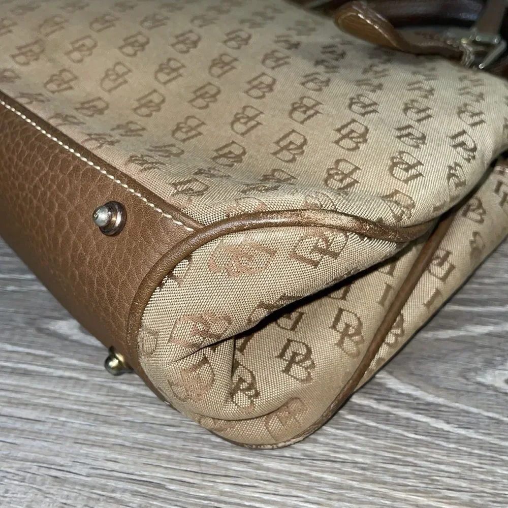 Dooney & Bourke Signature Monogram Canvas Small Buckle Satchel 8.5”x 4”x 12.5”